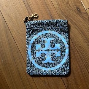 Tory Burch Black and Blue Floral Pouch